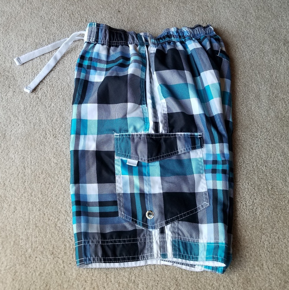 Men’s Plaid Blue Swim Trunks size Small